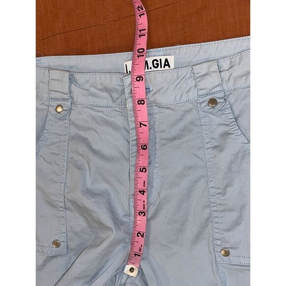 I AM GIA Light Blue Mid-Rise Cotton Pockets Utility Cargo Pants Women's Size M - Picture 6 of 9